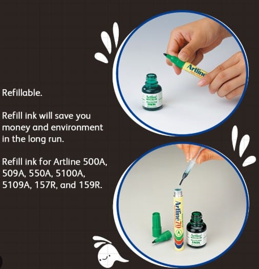 ปากกาเคมี ARTLINE EK-70 หัวกลม 1.5 มม. สีน้ำเงิน_6